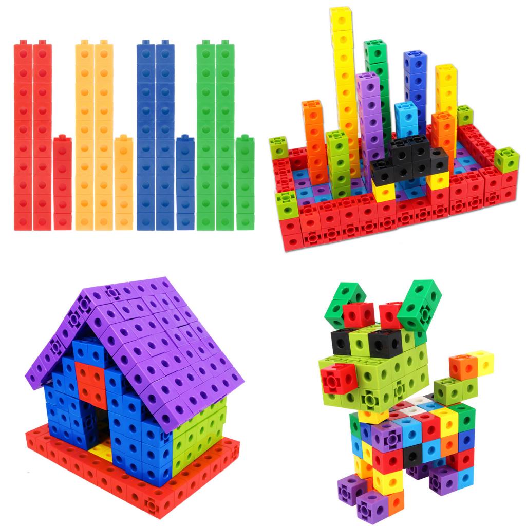 Children's Centimeter Cubes Math Linking Toys Teaching Aids PP 4 colors