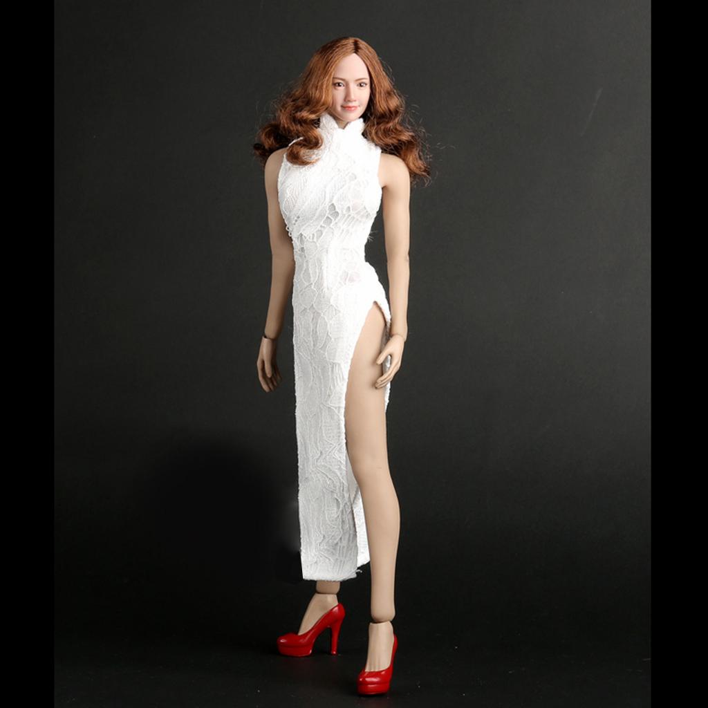 1/6 Chinese Cheongsam White Dress Clothes for 12" Female Figure Women Doll