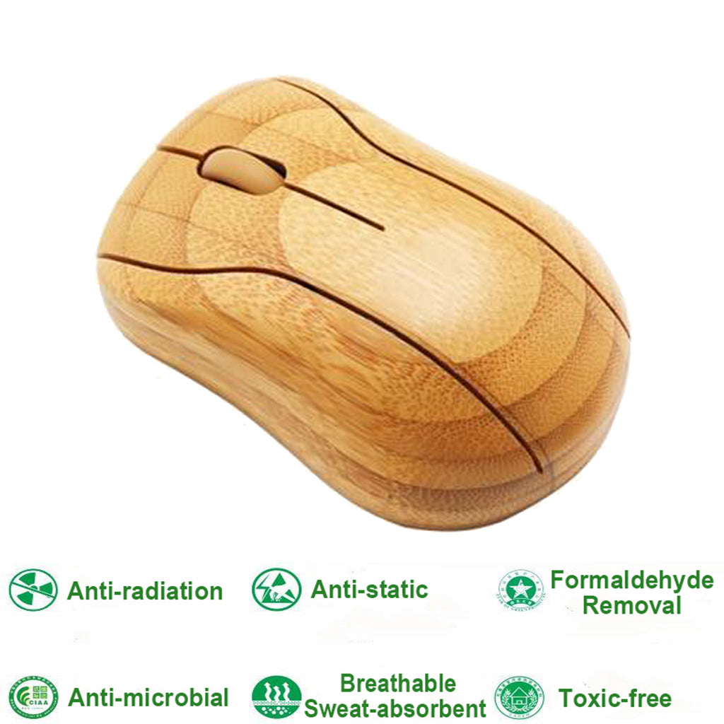 Wireless Bamboo Mouse Healthy Eco Friendly Optical Mice for Computer