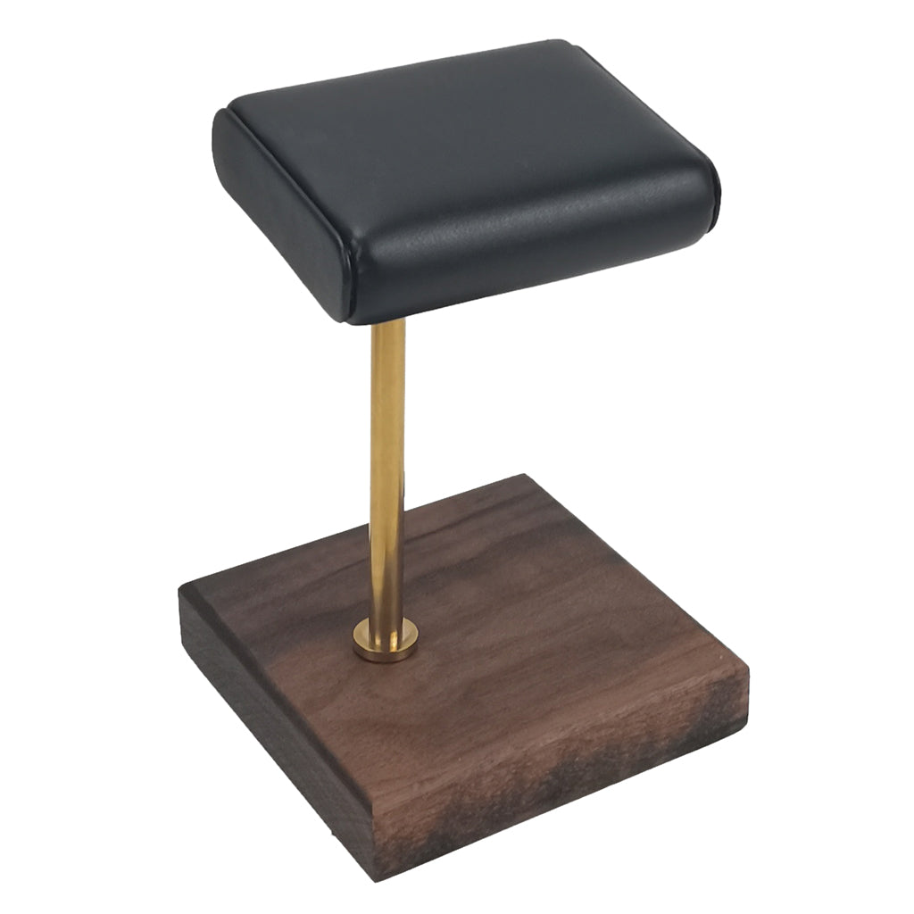 Marble & PU Watch Holder Stand for Display Walnut Base + Golden Stand