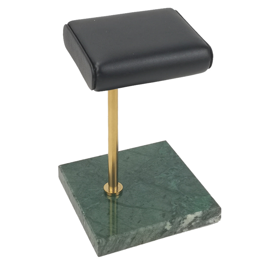 Marble & PU Watch Holder Stand for Display Green Marble Base + Golden Stand