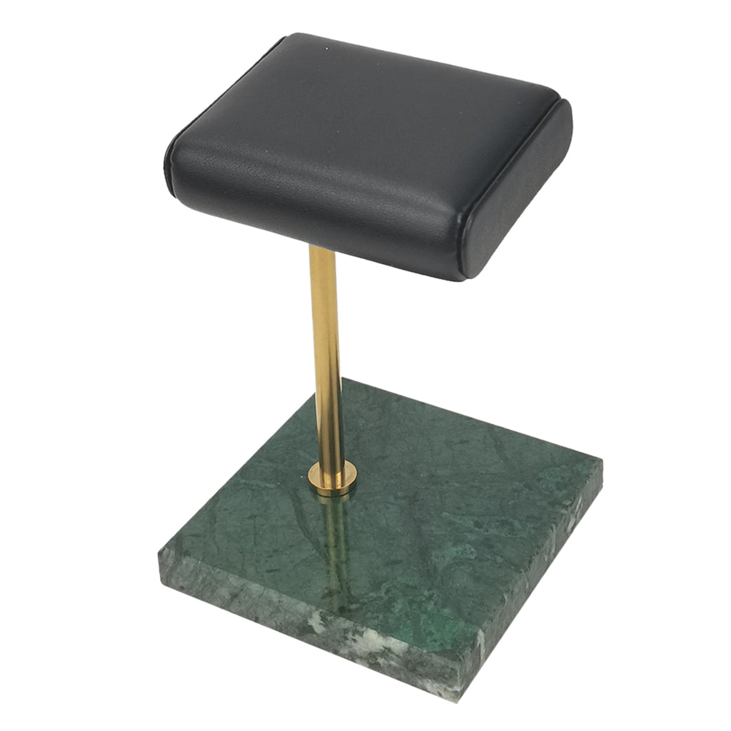 Marble & PU Watch Holder Stand for Display Green Marble Base + Golden Stand