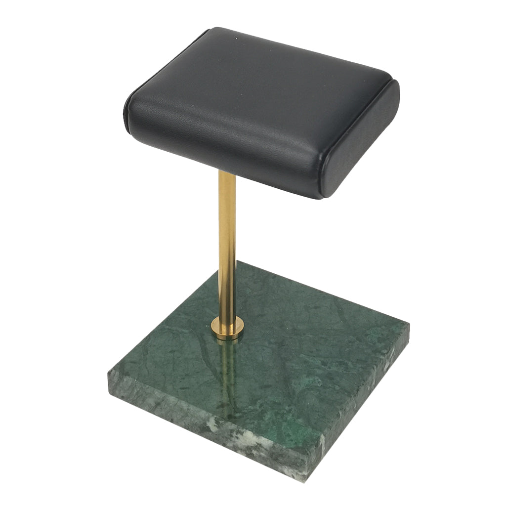 Marble & PU Watch Holder Stand for Display Green Marble Base + Golden Stand