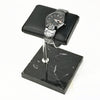 Marble & PU Watch Holder Stand for Display Black Marble Base + Silver Stand