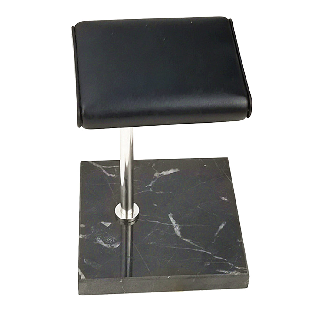 Marble & PU Watch Holder Stand for Display Black Marble Base + Silver Stand