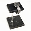 Marble & PU Watch Holder Stand for Display Black Marble Base + Silver Stand