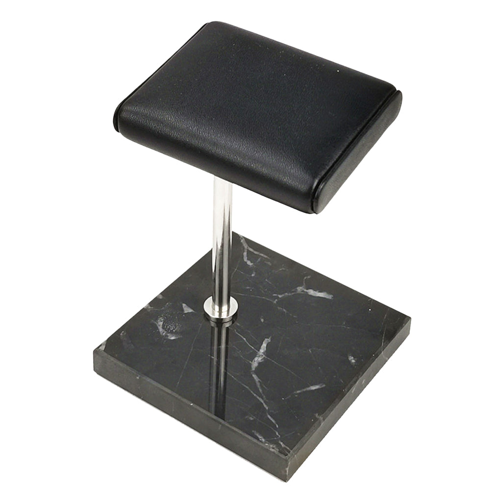 Marble & PU Watch Holder Stand for Display Black Marble Base + Silver Stand