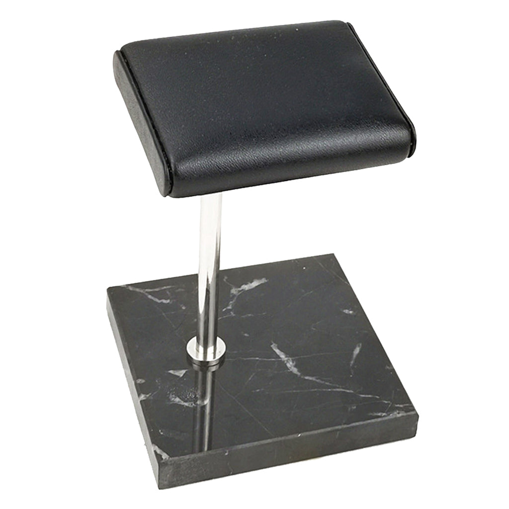 Marble & PU Watch Holder Stand for Display Black Marble Base + Silver Stand