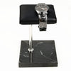 Marble & PU Watch Holder Stand for Display Black Marble Base + Silver Stand