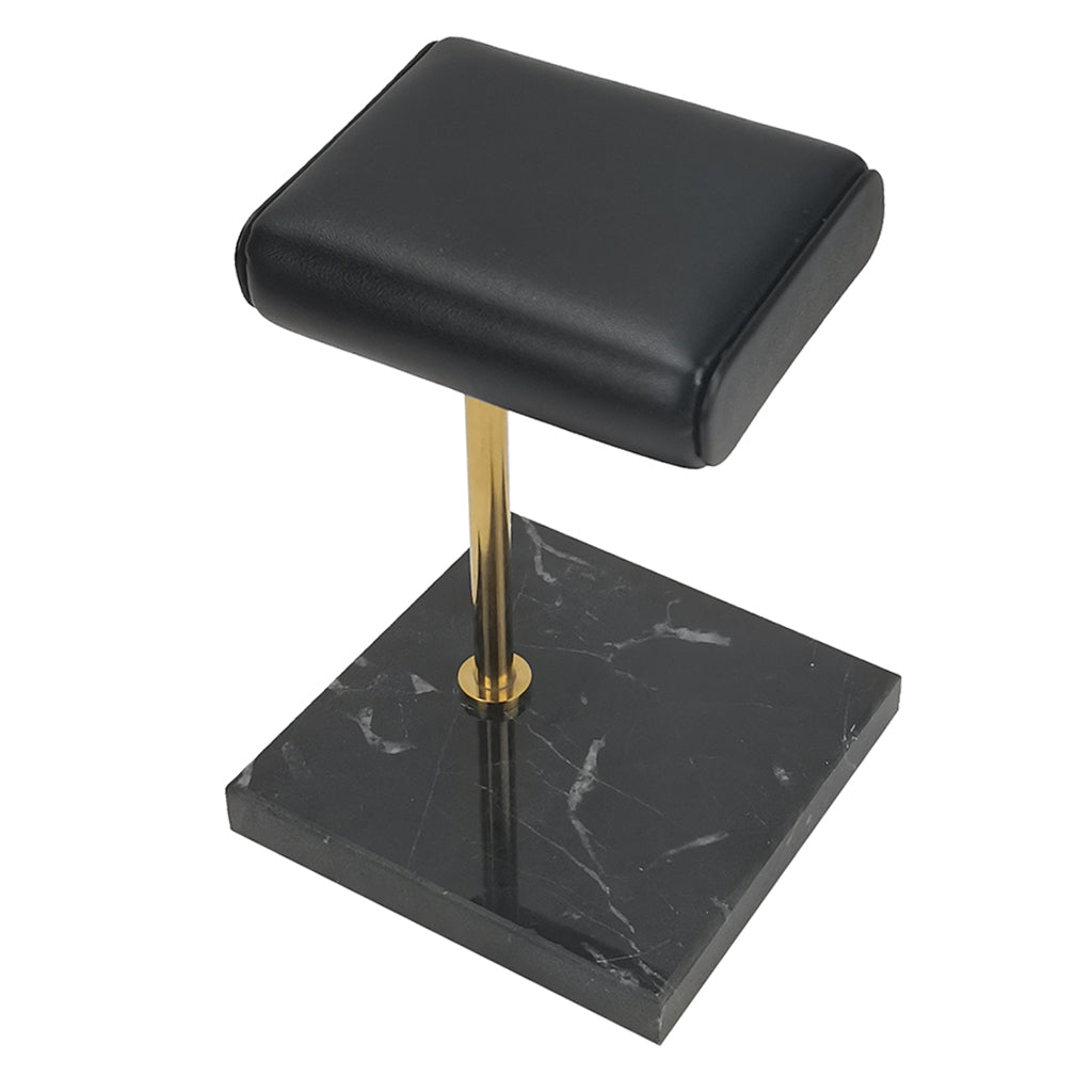 Marble & PU Watch Holder Stand for Display Black Marble Base +Golden Stand