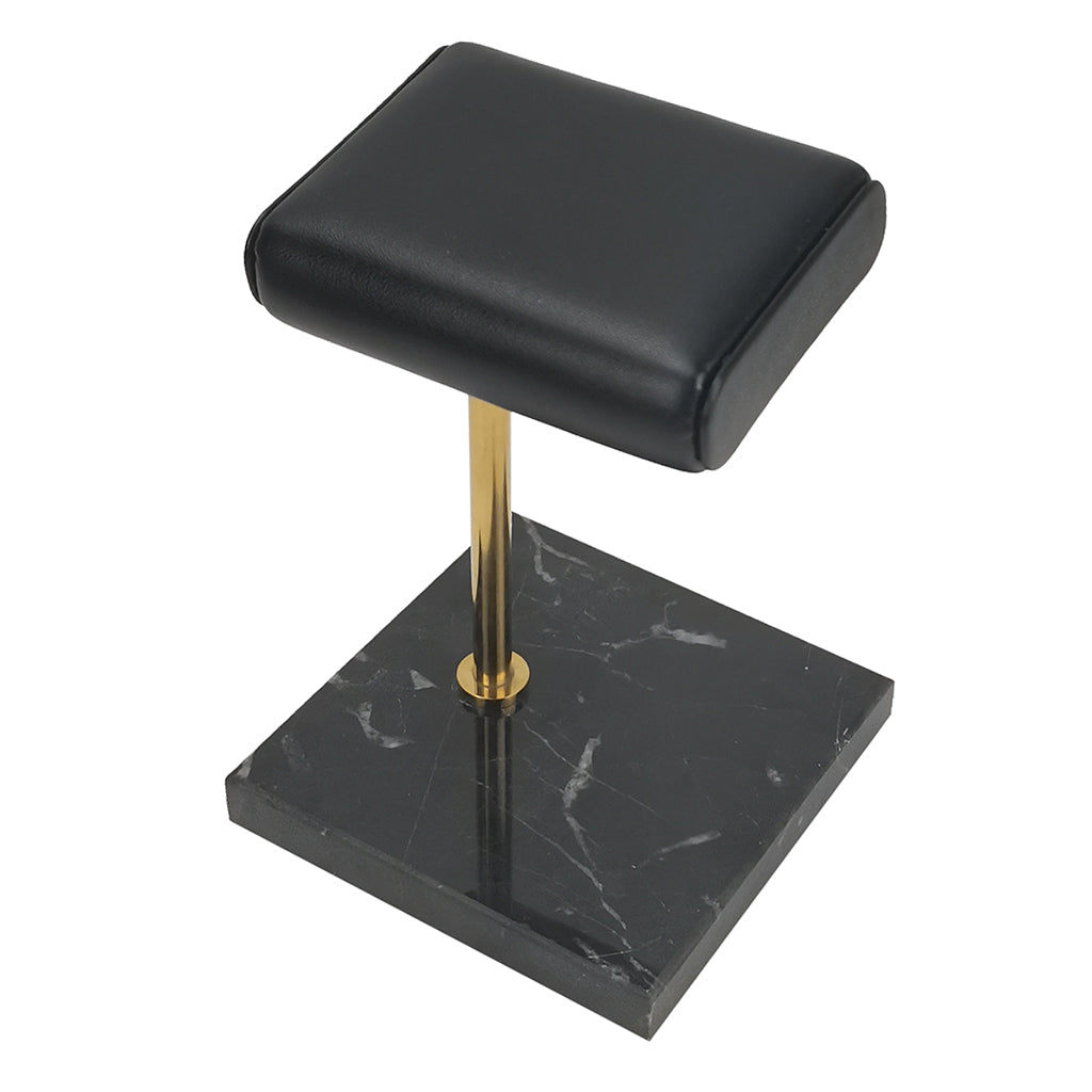 Marble & PU Watch Holder Stand for Display Black Marble Base +Golden Stand