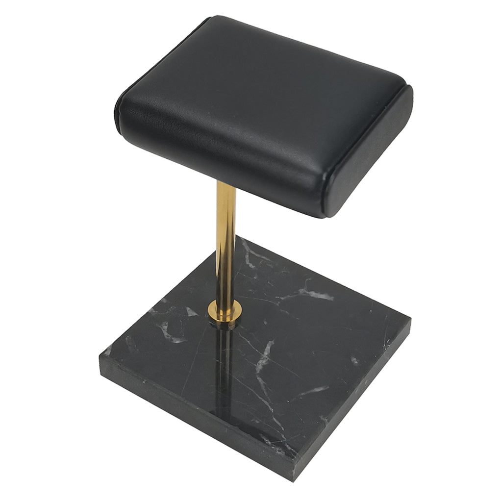 Marble & PU Watch Holder Stand for Display Black Marble Base +Golden Stand