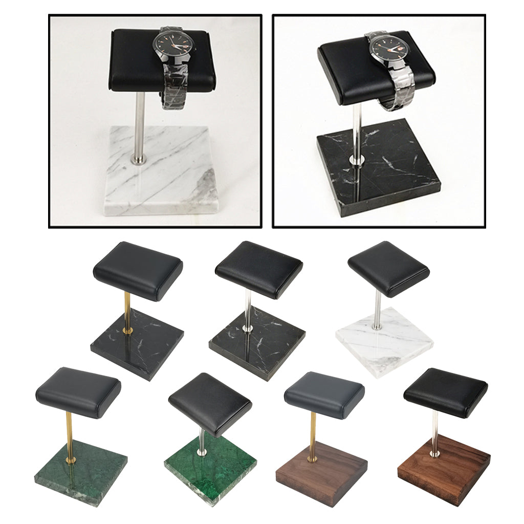 Marble & PU Watch Holder Stand for Display Black Marble Base +Golden Stand