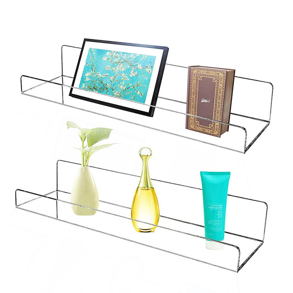 Wall Mounted Clear Acrylic Safety Shelf Holder Shop Display Shelf Modern 45x10x4.5cm