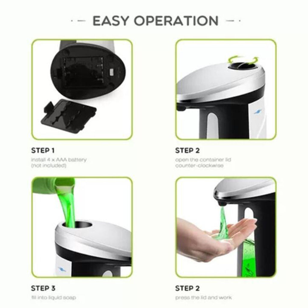 Automatic Soap Liquid Dispenser 400ml Large Capacity IR Sensor Touchless