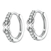 Lady 925 Sterling Silver Hoop Cubic Zirconia Lobes Earrings Stud Huggie Gift