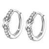 Lady 925 Sterling Silver Hoop Cubic Zirconia Lobes Earrings Stud Huggie Gift