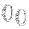 Lady 925 Sterling Silver Hoop Cubic Zirconia Lobes Earrings Stud Huggie Gift