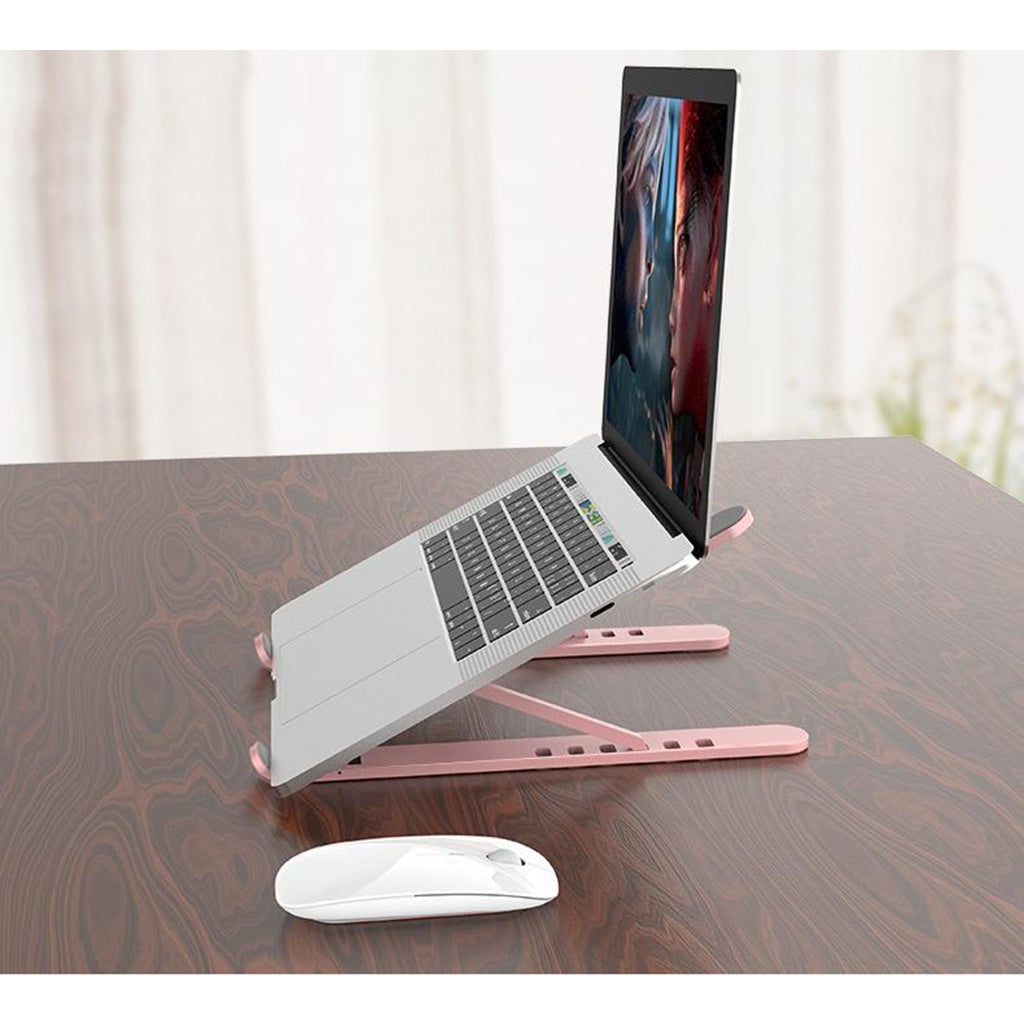 P1 Pro Portable Adjustable Laptop Notebook Table Stand Tray Foldable Pink