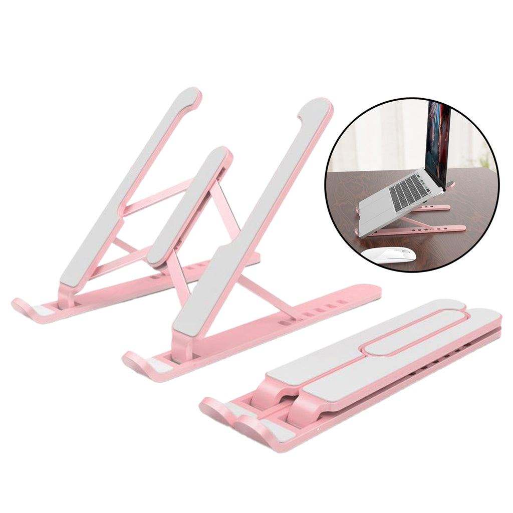 P1 Pro Portable Adjustable Laptop Notebook Table Stand Tray Foldable Pink