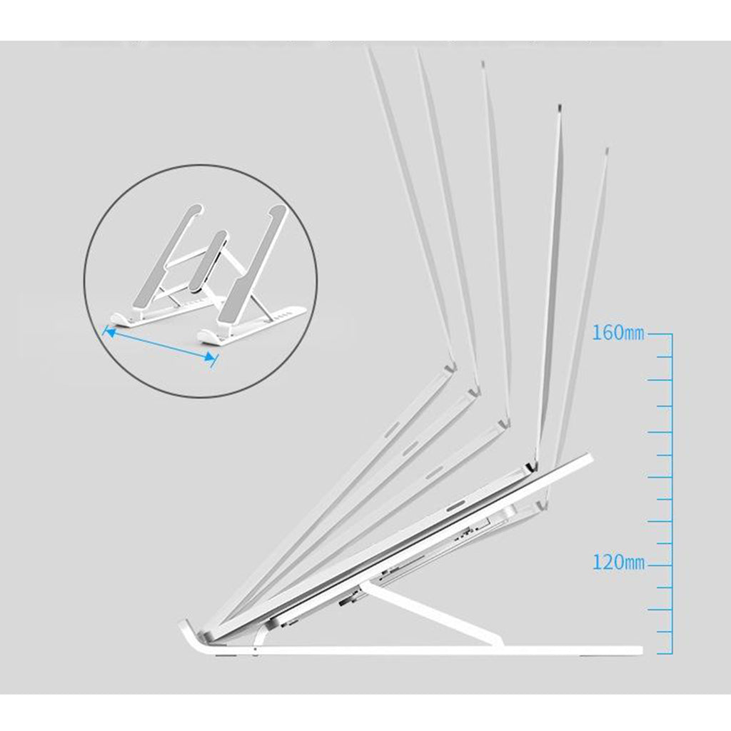 P1 Pro Portable Adjustable Laptop Notebook Table Stand Tray Foldable White