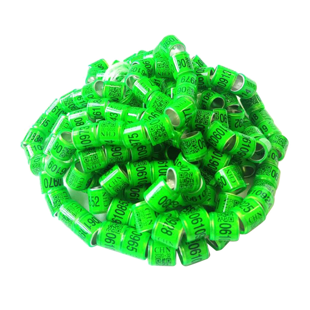 100Pcs Aluminium Bird Dove Pigeons Foot Rings Bands 8mm Grass green