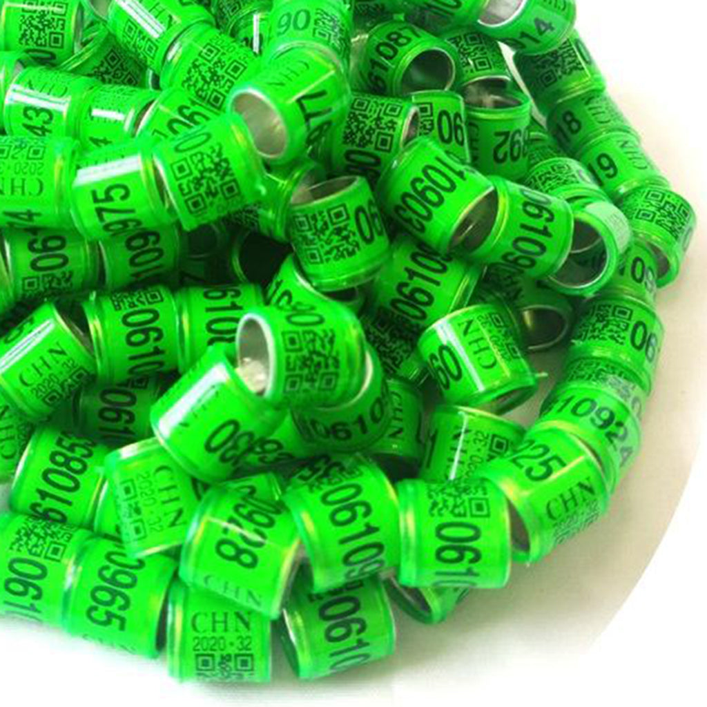 100Pcs Aluminium Bird Dove Pigeons Foot Rings Bands 8mm Grass green