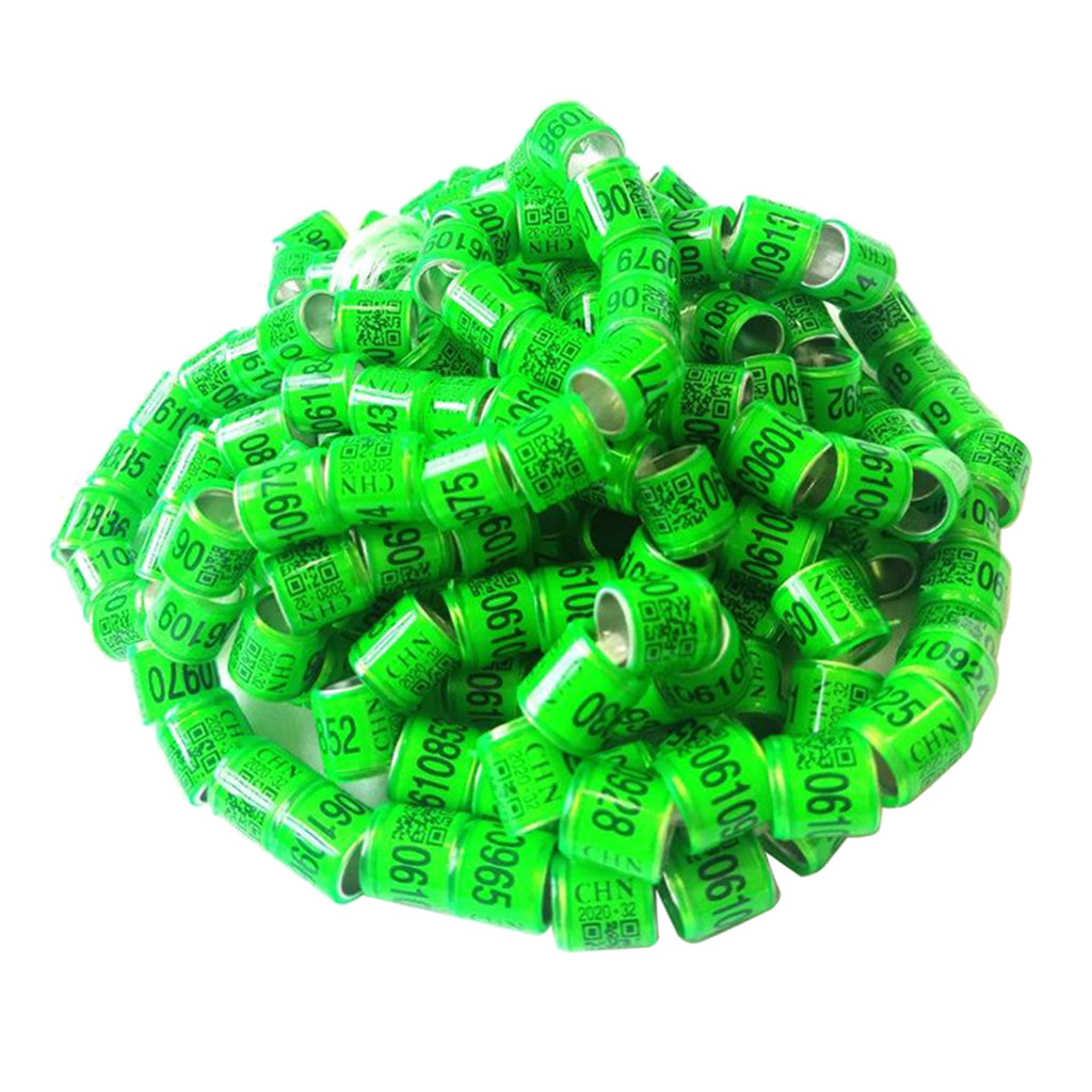 100Pcs Aluminium Bird Dove Pigeons Foot Rings Bands 8mm Grass green