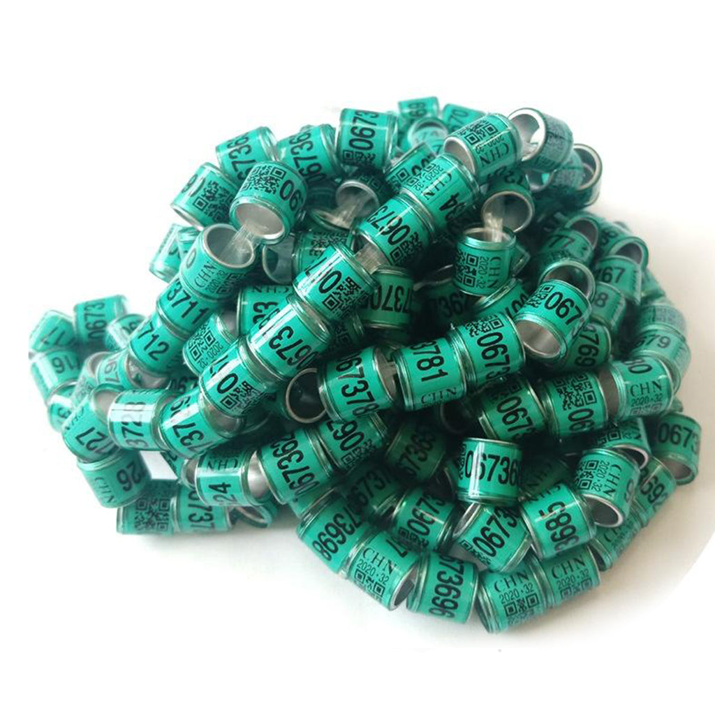 100Pcs Aluminium Bird Dove Pigeons Foot Rings Bands 8mm Green