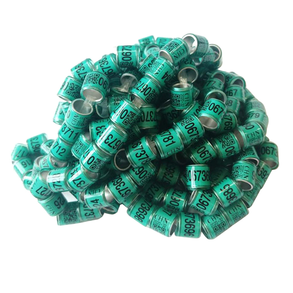 100Pcs Aluminium Bird Dove Pigeons Foot Rings Bands 8mm Green