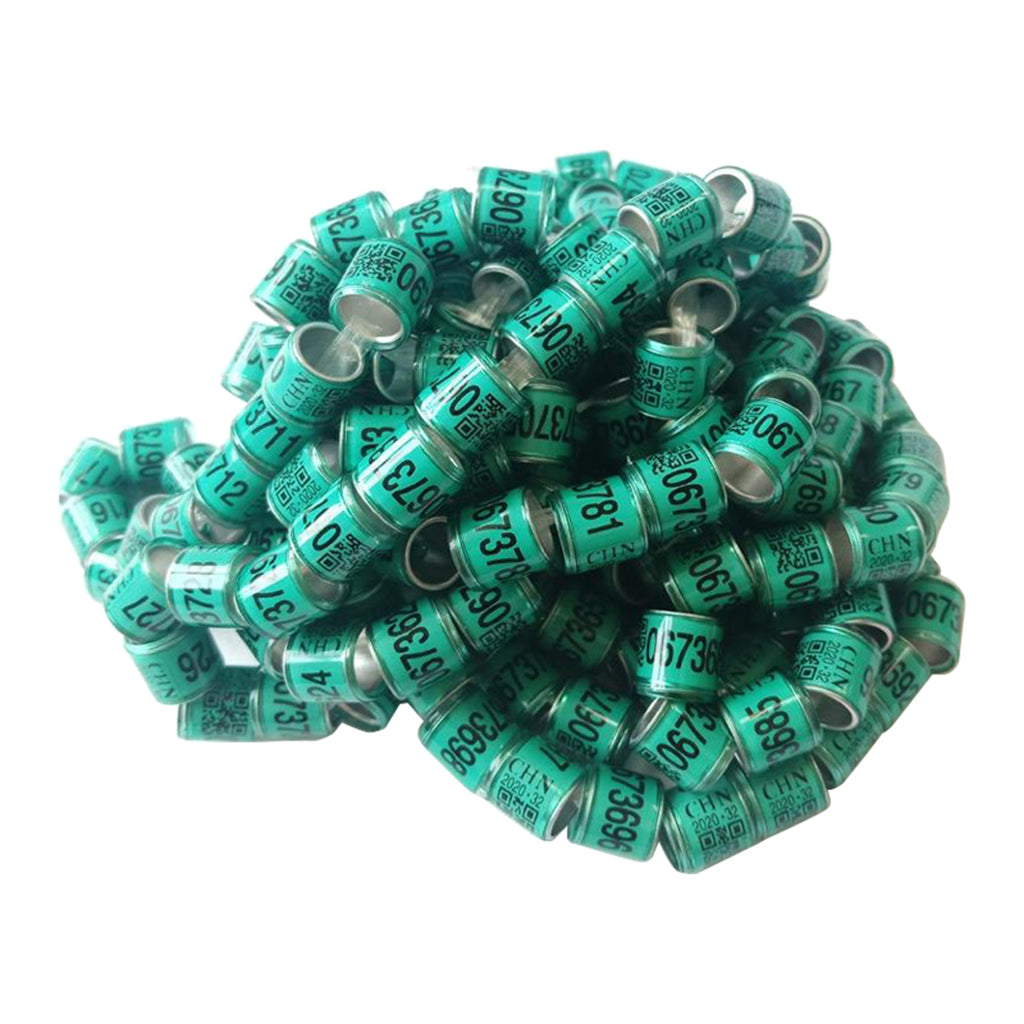 100Pcs Aluminium Bird Dove Pigeons Foot Rings Bands 8mm Green