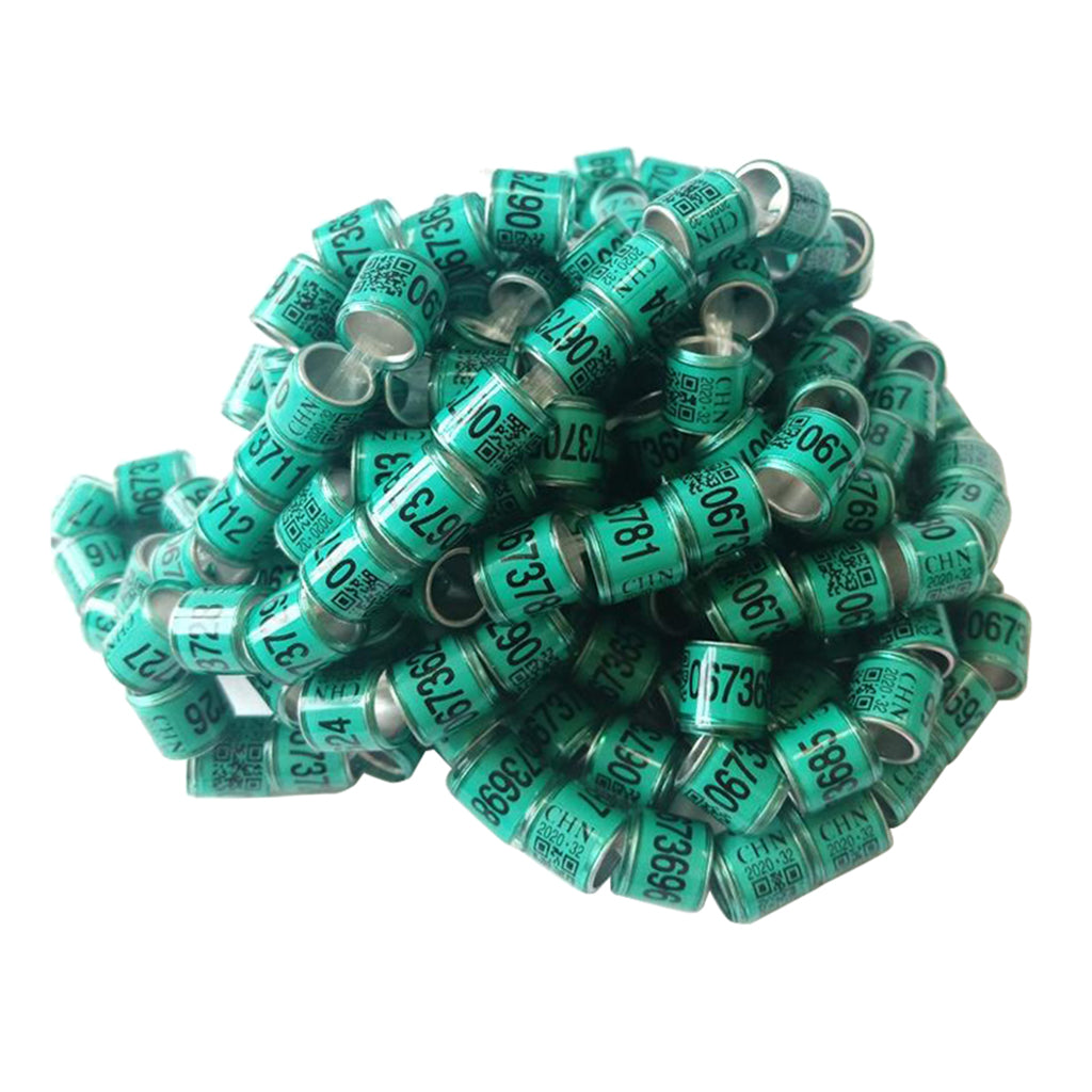 100Pcs Aluminium Bird Dove Pigeons Foot Rings Bands 8mm Green