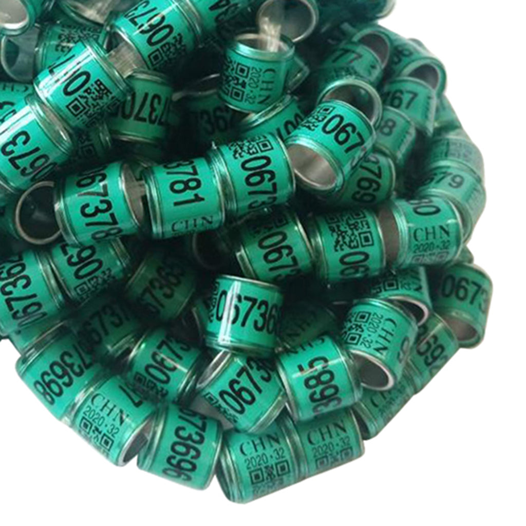 100Pcs Aluminium Bird Dove Pigeons Foot Rings Bands 8mm Green