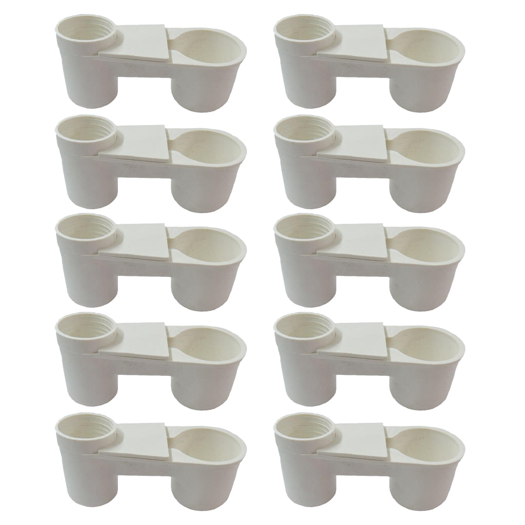 10pcs Automatic Bird Drinker Cups Pigeon Water Bottle Feeder for Cage White