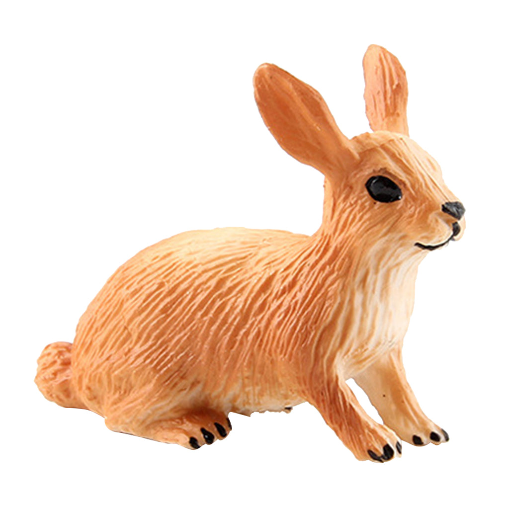 Realistic Rabbit Figurine Zoo Farm Animal Model Teaching Toys Tabletop Decor brown curl up