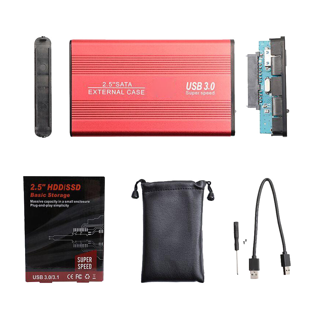 USB 3.0 SATA 2.5" Hard Drive External Enclosure HDD Mobile Disk Case Red