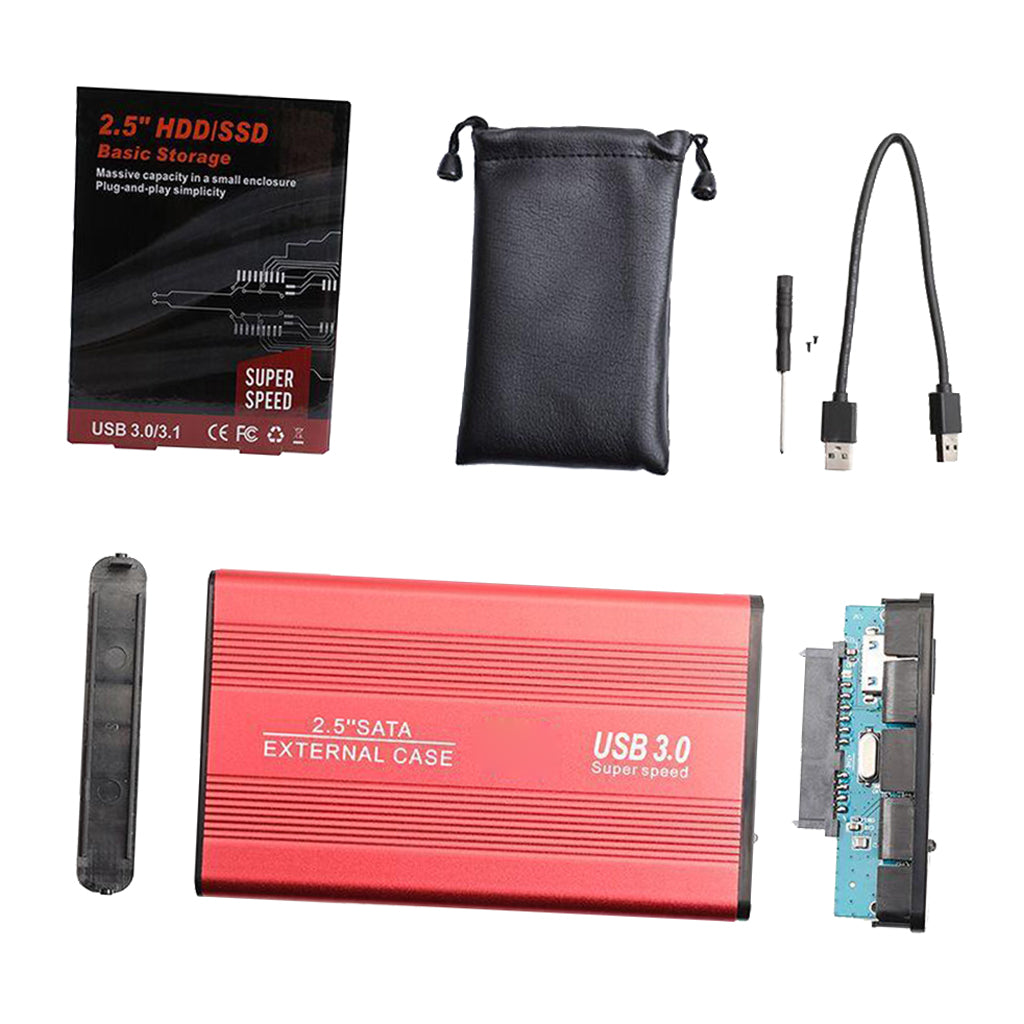 USB 3.0 SATA 2.5" Hard Drive External Enclosure HDD Mobile Disk Case Red