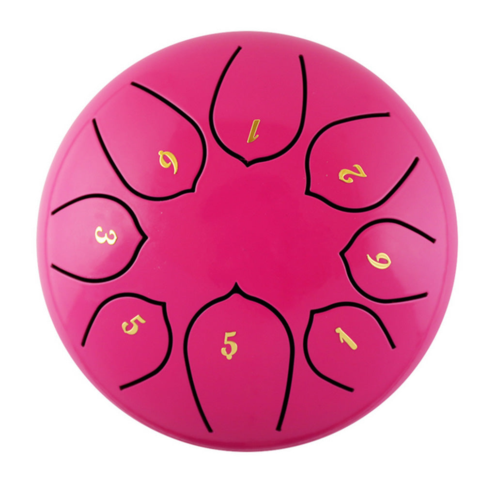 6 Inch Alloy Steel Tongue Drum C Key 8 Notes Hand Drum Pink