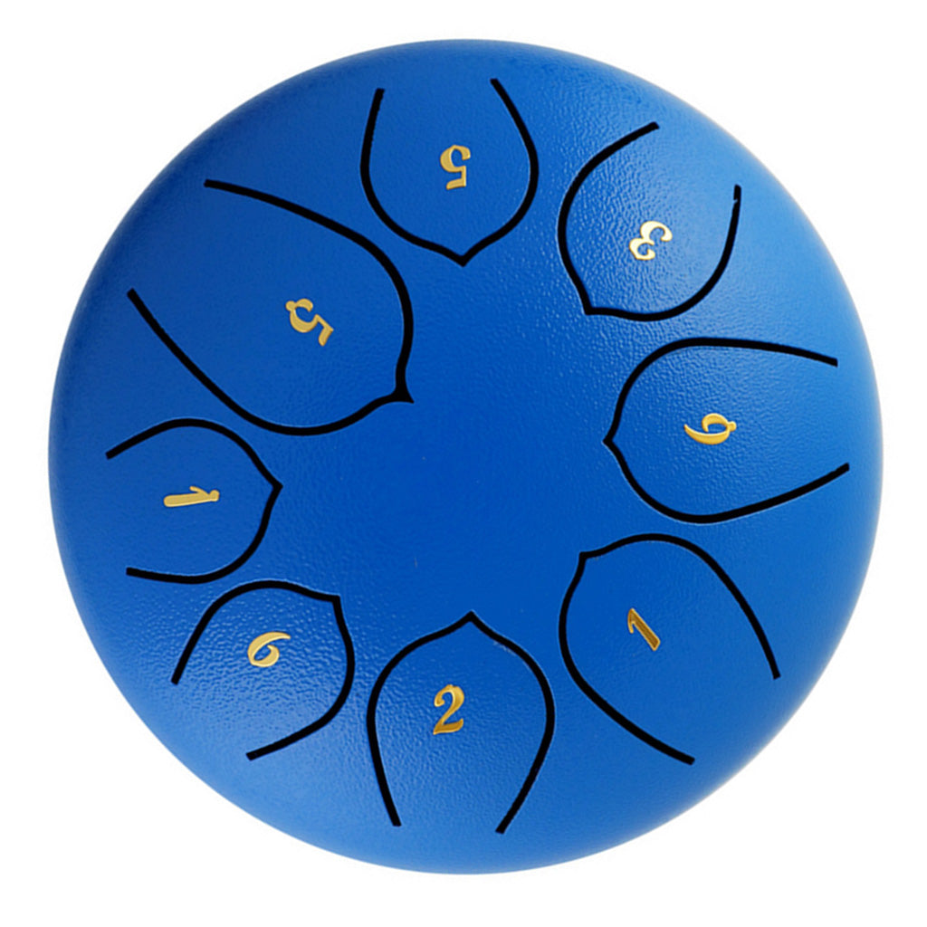 6 Inch Alloy Steel Tongue Drum C Key 8 Notes Hand Drum Royal Blue