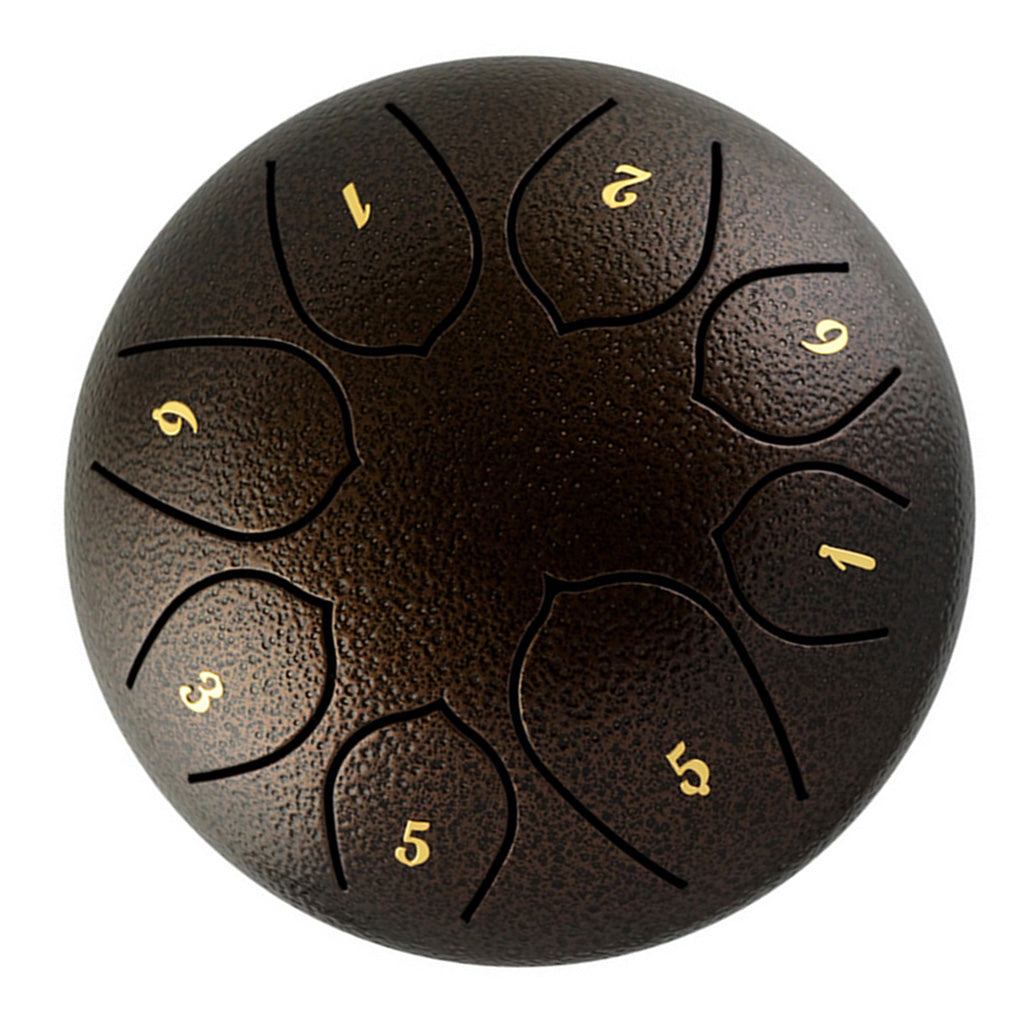 6 Inch Alloy Steel Tongue Drum C Key 8 Notes Hand Drum Dark Brown