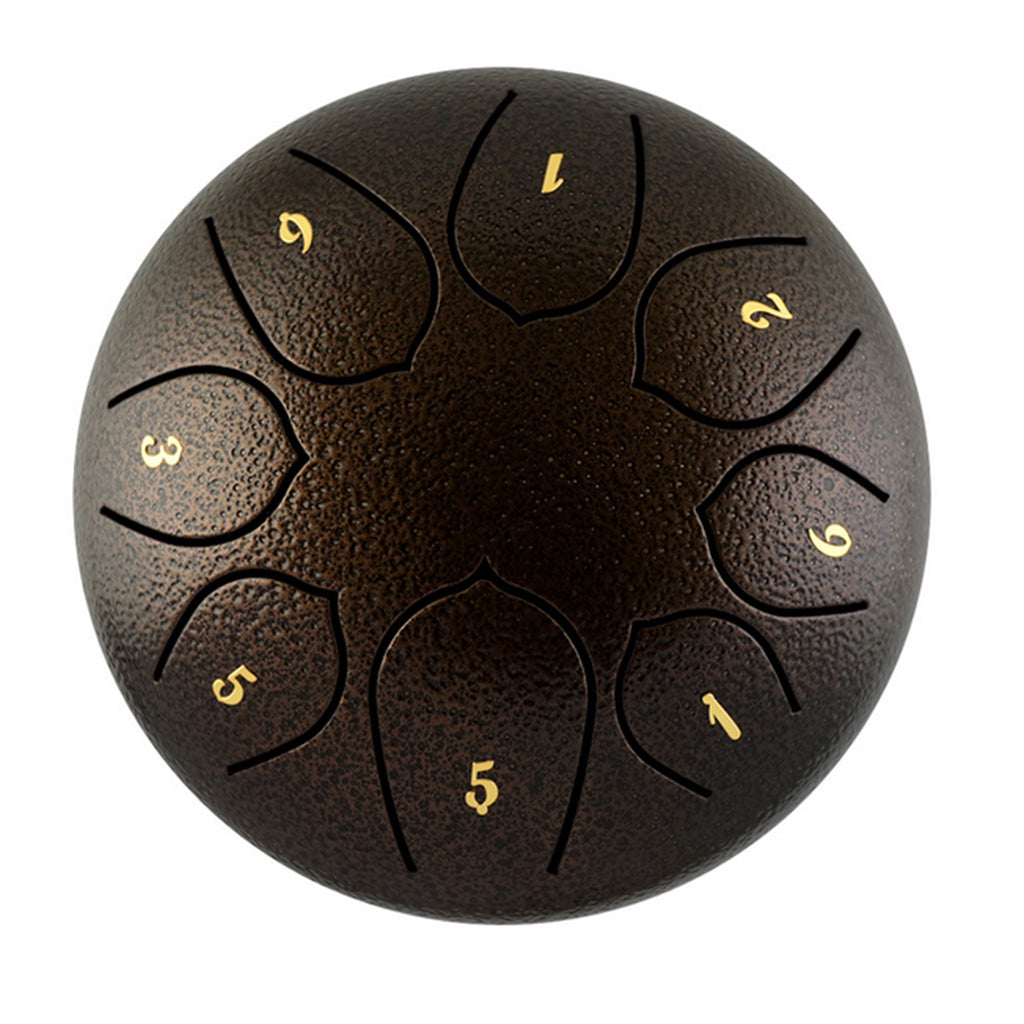 6 Inch Alloy Steel Tongue Drum C Key 8 Notes Hand Drum Dark Brown