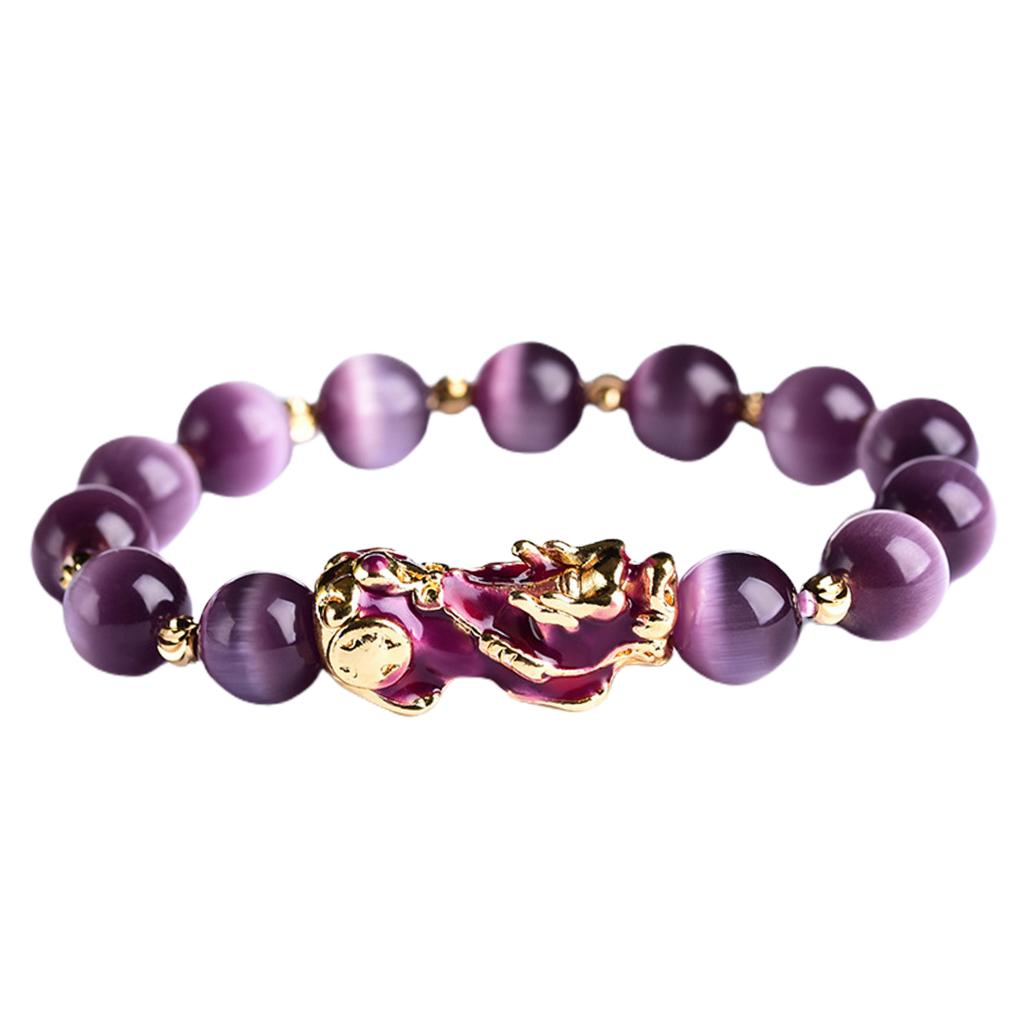 Feng Shui Plated Pi Xiu Bracelets Women Men Elastic Good Luck Wealth Purple