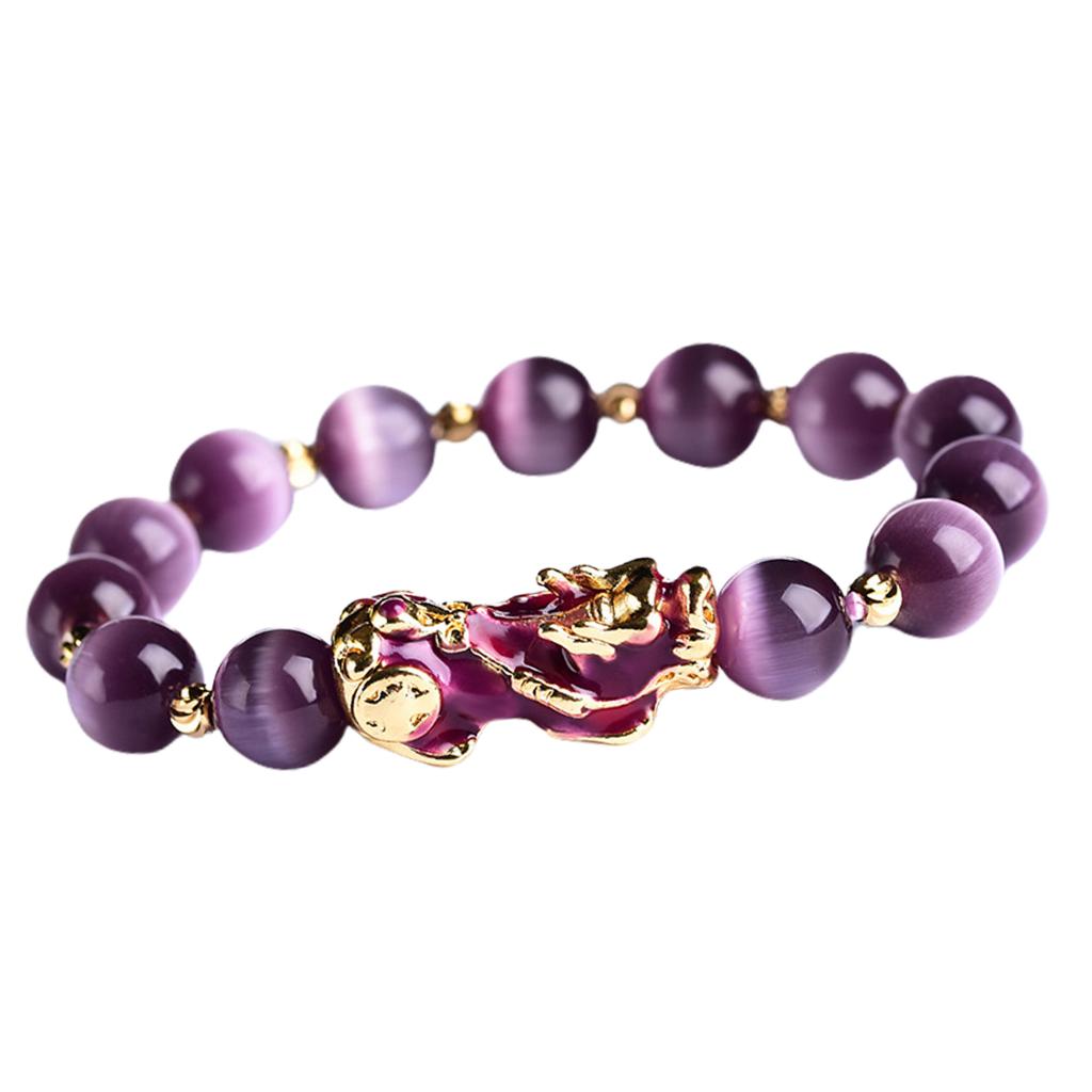 Feng Shui Plated Pi Xiu Bracelets Women Men Elastic Good Luck Wealth Purple