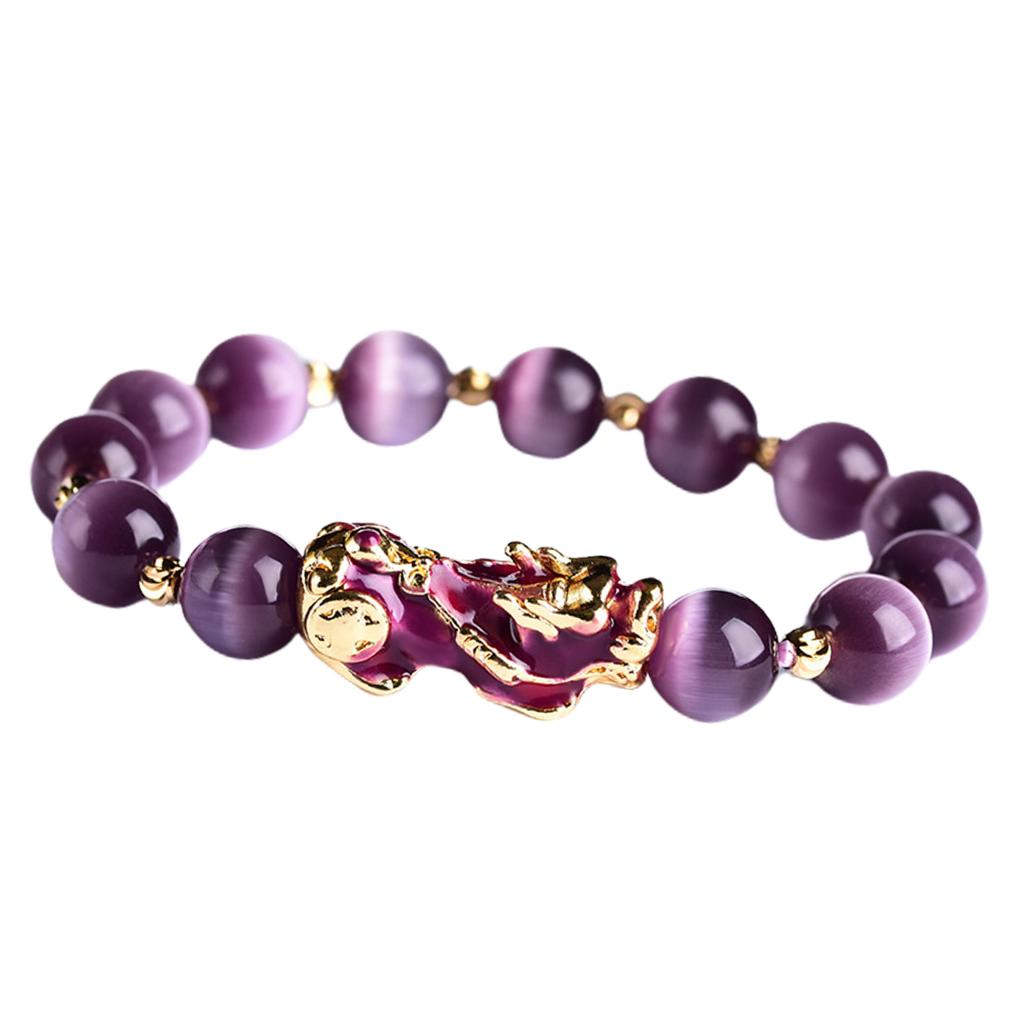 Feng Shui Plated Pi Xiu Bracelets Women Men Elastic Good Luck Wealth Purple