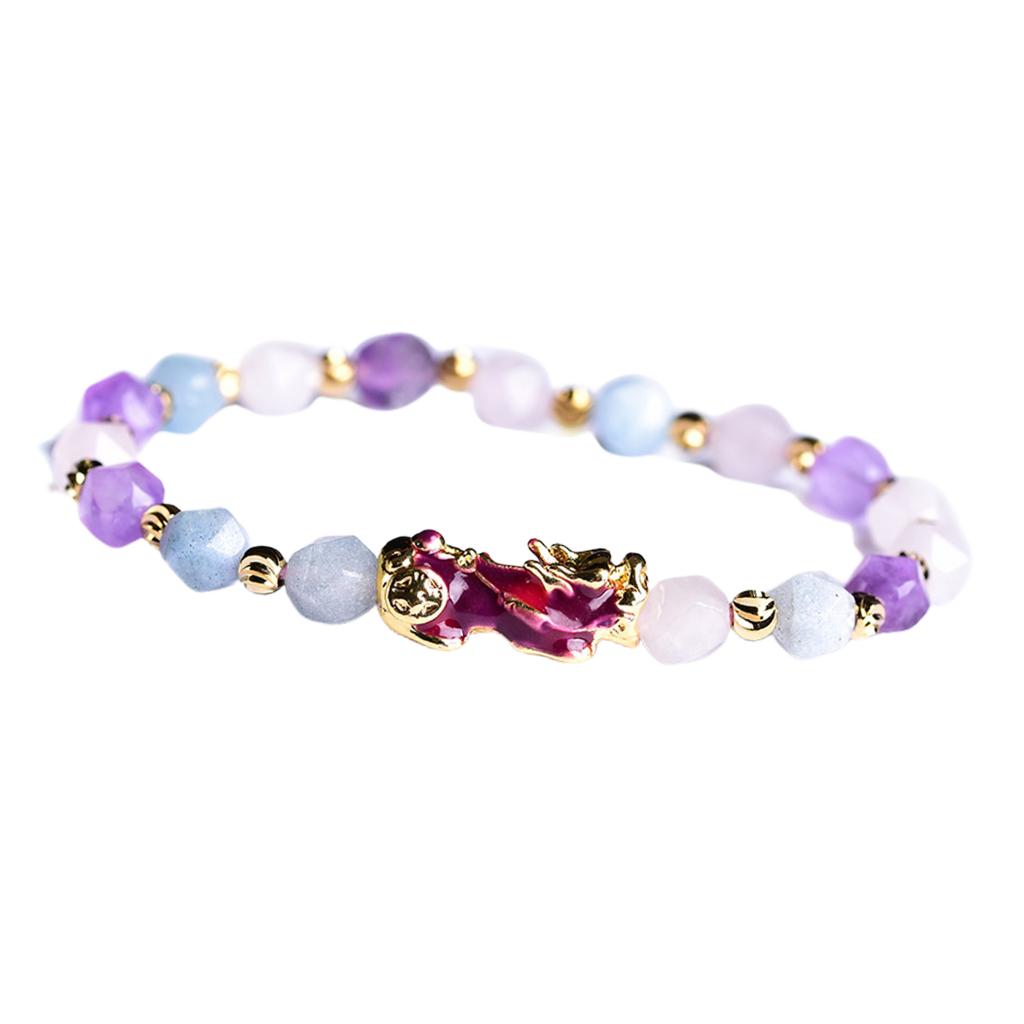 Feng Shui Pixiu Bracelet Attract Wealth Money Jewelry for Men Women Purple