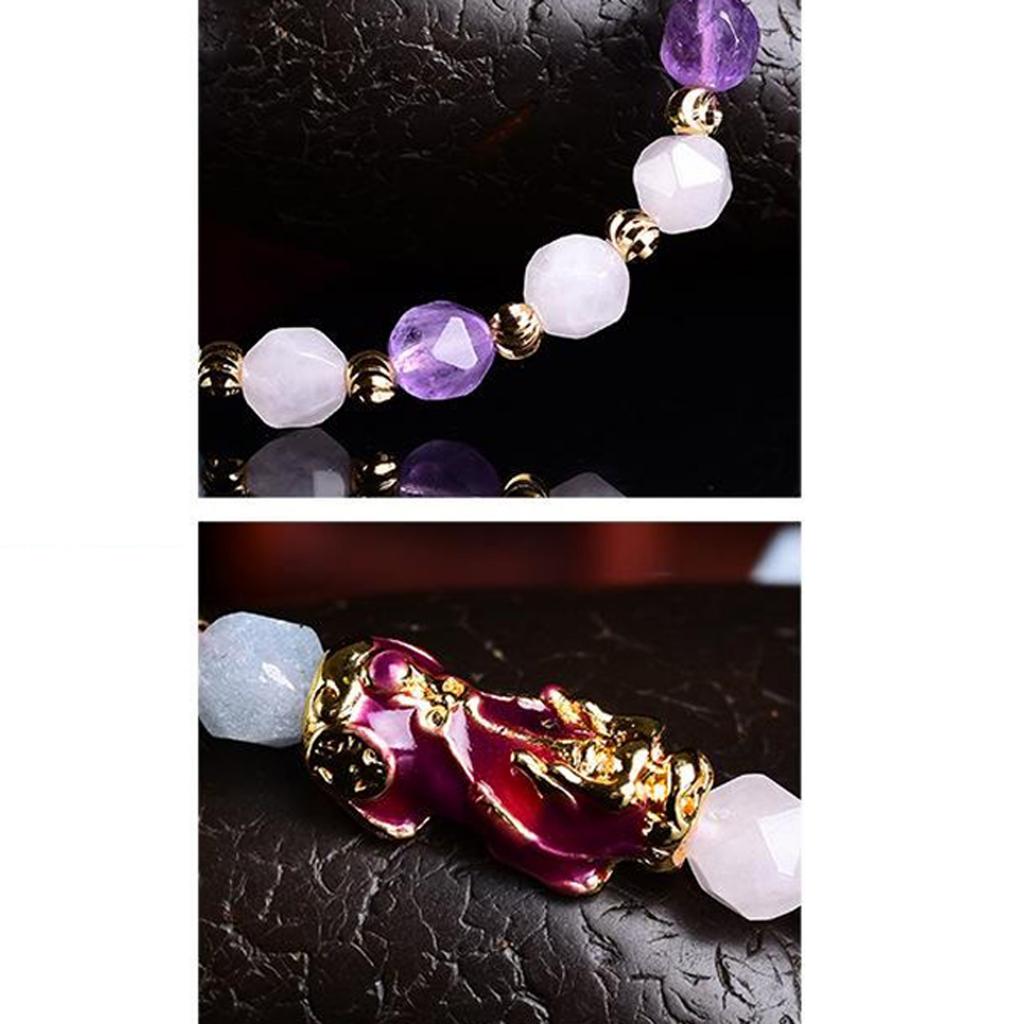 Feng Shui Pixiu Bracelet Attract Wealth Money Jewelry for Men Women Purple