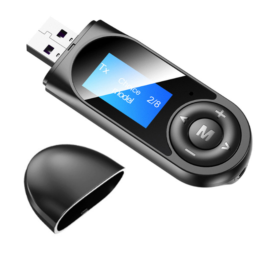 USB Bluetooth Adapter 15m LCD Display Visualization 3.5MM AUX Dongle for TV