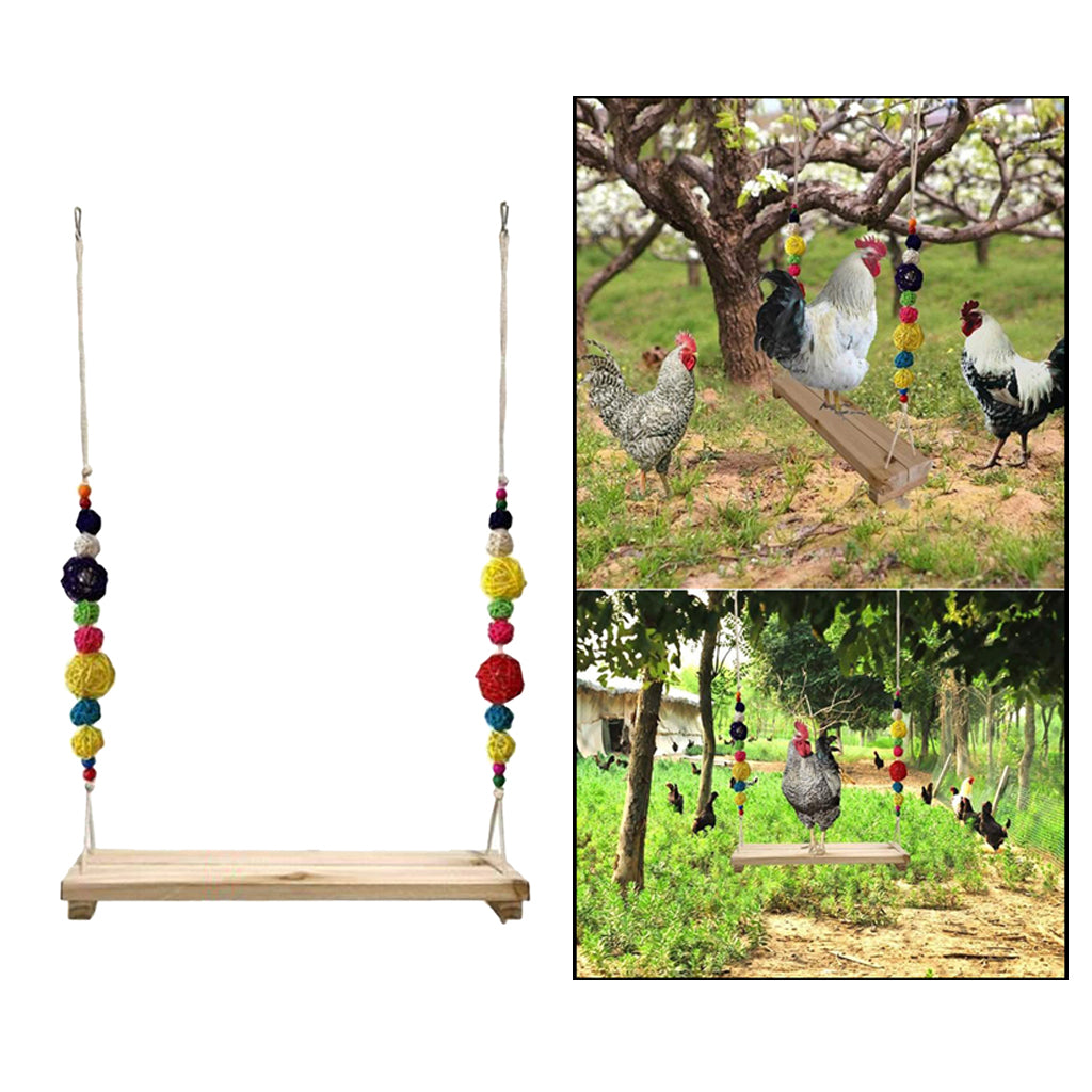 Chicken Swing Birds Toy for Hens Wooden Handmade Bird Swing Bird Toys