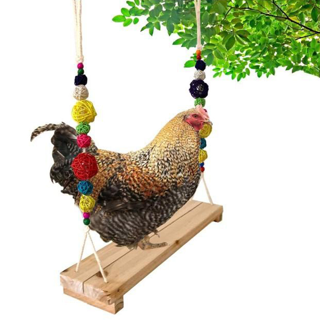 Chicken Swing Birds Toy for Hens Wooden Handmade Bird Swing Bird Toys