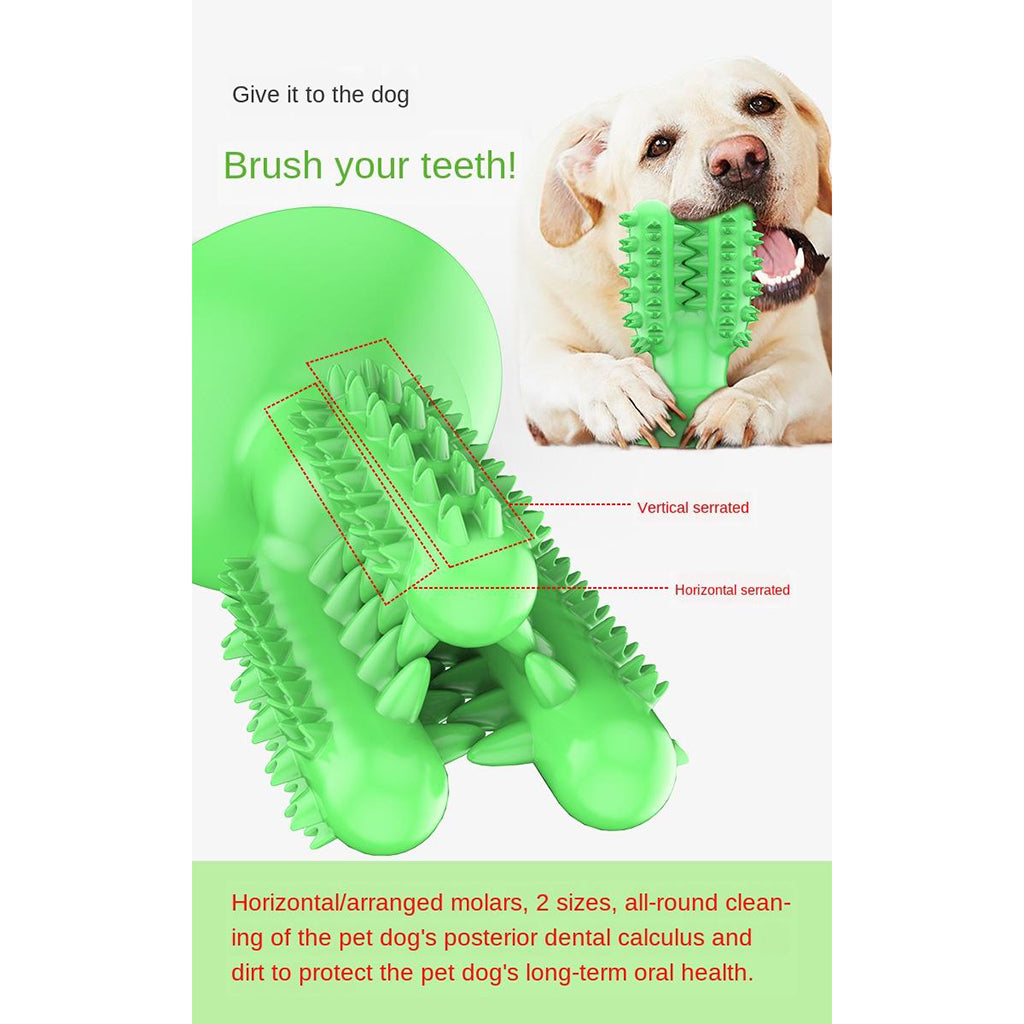 Dog Chew Toys Teeth Clean Toothbrush  for Aggressive Chewers Dog Green